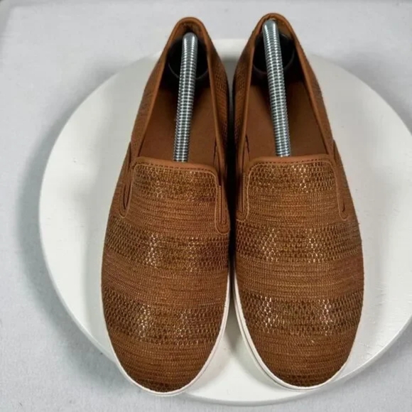 Lauren Ralph Lauren Janis Brown Slip On Sneaker Womens 9B Brown Woven Straw Look - Picture 3 of 10